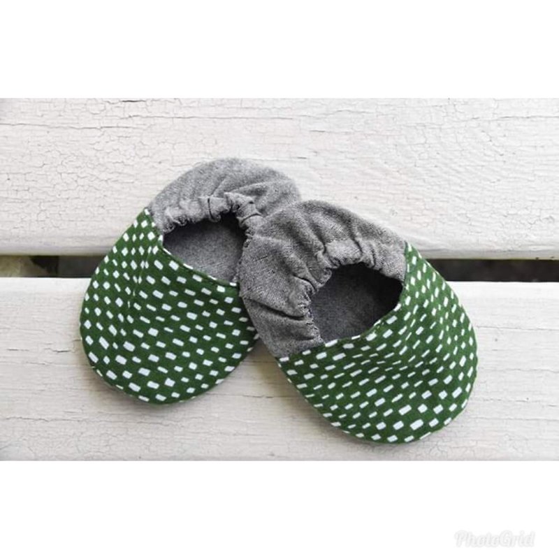 森林系  宝宝学布鞋 - 婴儿鞋 - 棉．麻 绿色
