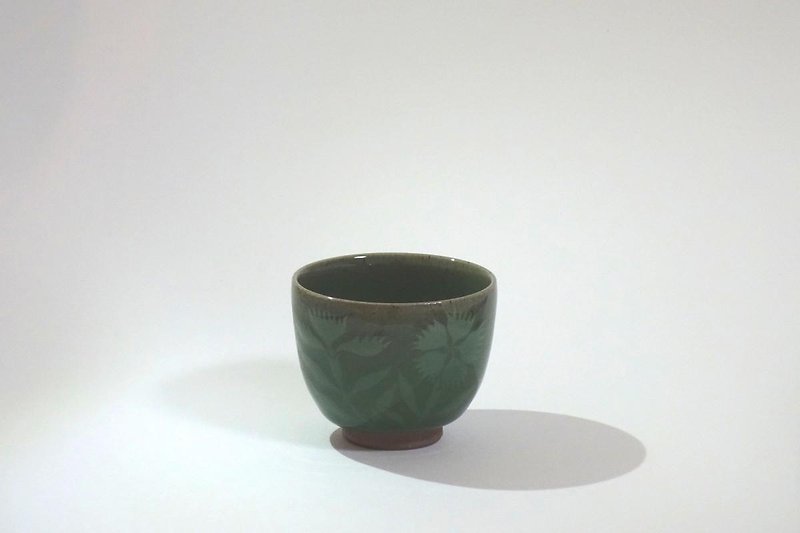 湯呑　青磁象嵌 撫子 - 咖啡杯/马克杯 - 陶 绿色