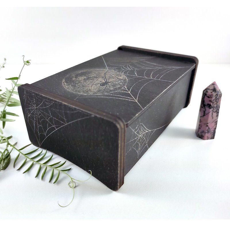 Tarot storage stash box, Wood box for crystal storage, Wooden jewellery box, Wit - 摆饰 - 木头 