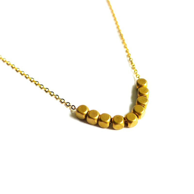 Ficelle |手工制作黄铜天然石项链 |【方块】黄铜18K金款锁骨链 - 锁骨链 - 其他金属 