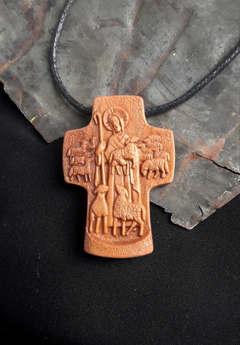 Ortodox pearwood cross Kind shepherd   cross wooden cross - 项链 - 木头 咖啡色