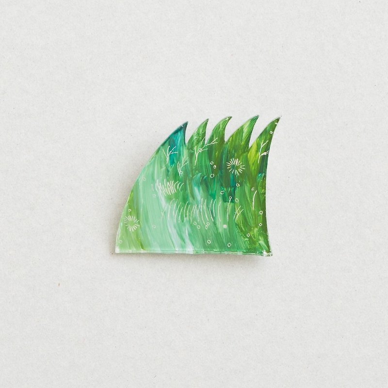 絵のブローチ【草】 - 胸针 - 压克力 绿色