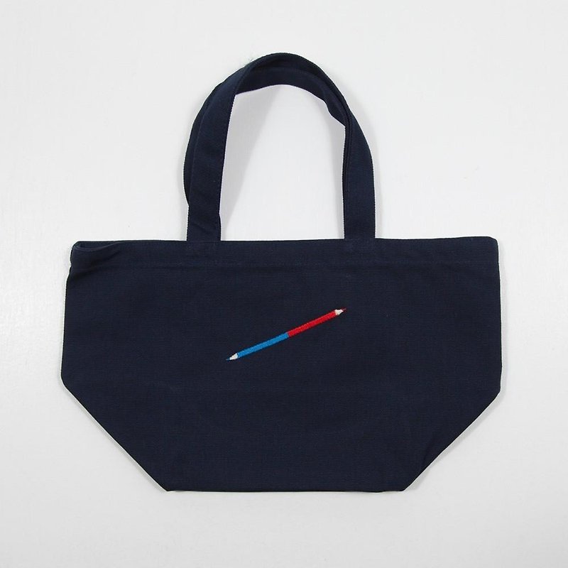 文房具好きへのギフトに。赤青鉛筆　刺繍 ランチトートバッグ　Tcollector - 手提包/手提袋 - 棉．麻 蓝色