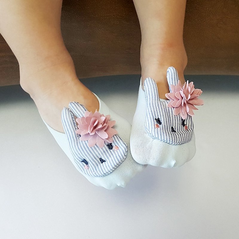 Baby Gift Newborn Baby Girl and boy cool Socks with rabbit - 婴儿袜子 - 棉．麻 蓝色