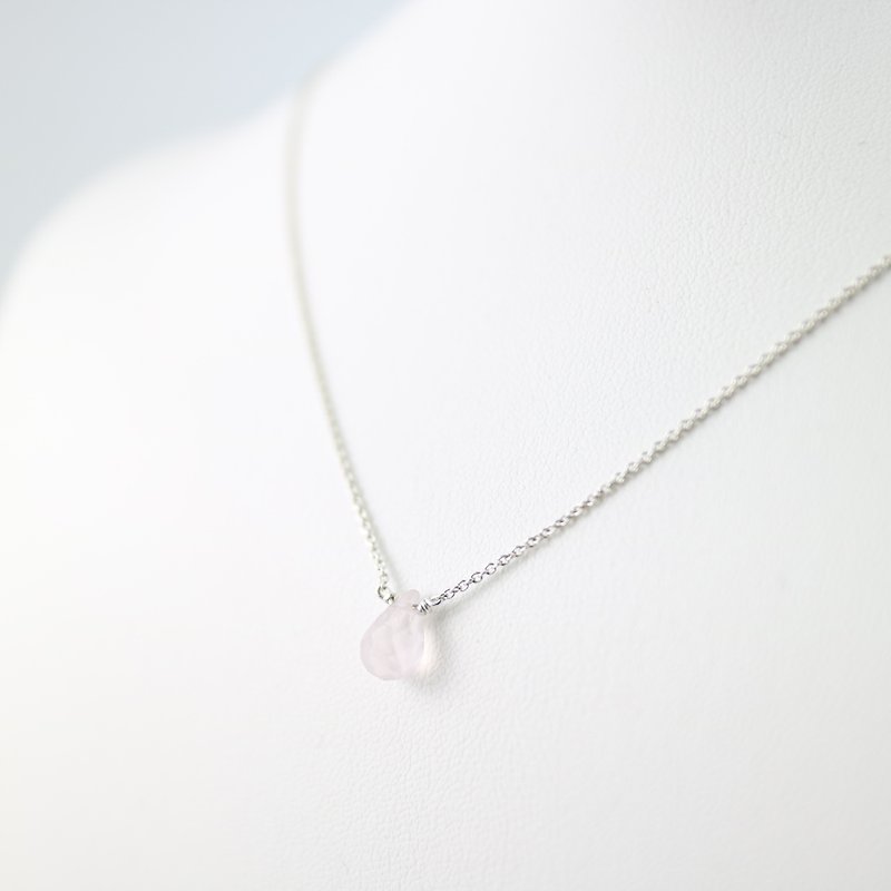 水滴型粉水晶925纯银项链 - 项链 - 宝石 粉红色