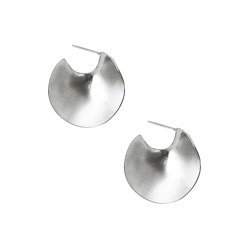 双面圆弧纯银耳针耳环(两种戴法) - 耳环/耳夹 - 其他金属 银色