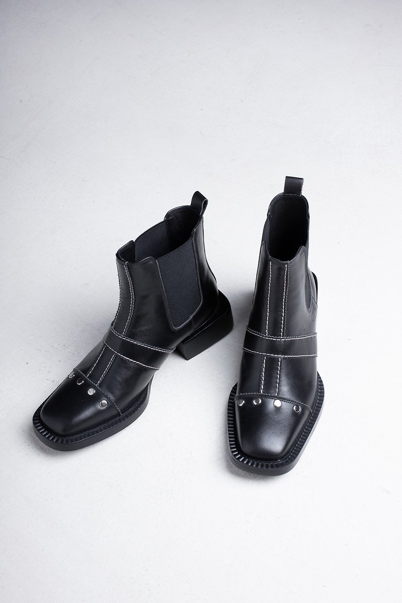 PLACEBO BLACK CROSS BOOT - 女款短靴 - 真皮 黑色