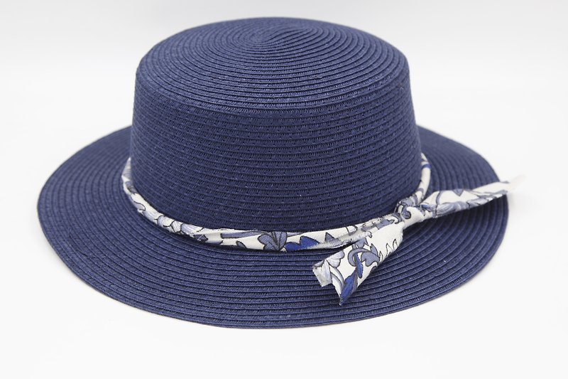 【纸布家】小礼帽(深蓝)纸线编织 - 帽子 - 纸 蓝色