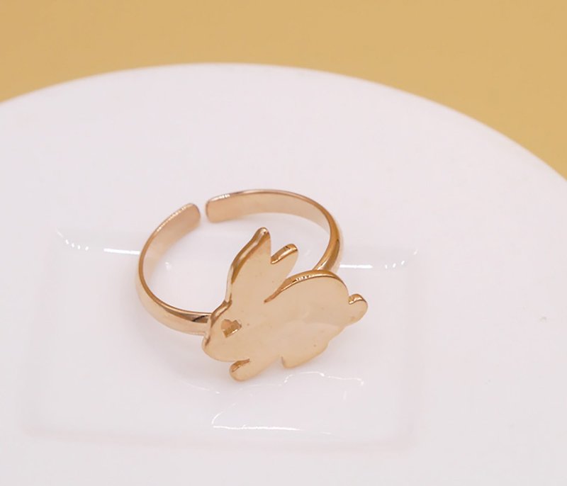 Handmade little Bunny Ring - Pink gold plated , Little Me by CASO jewelry - 戒指 - 其他金属 粉红色