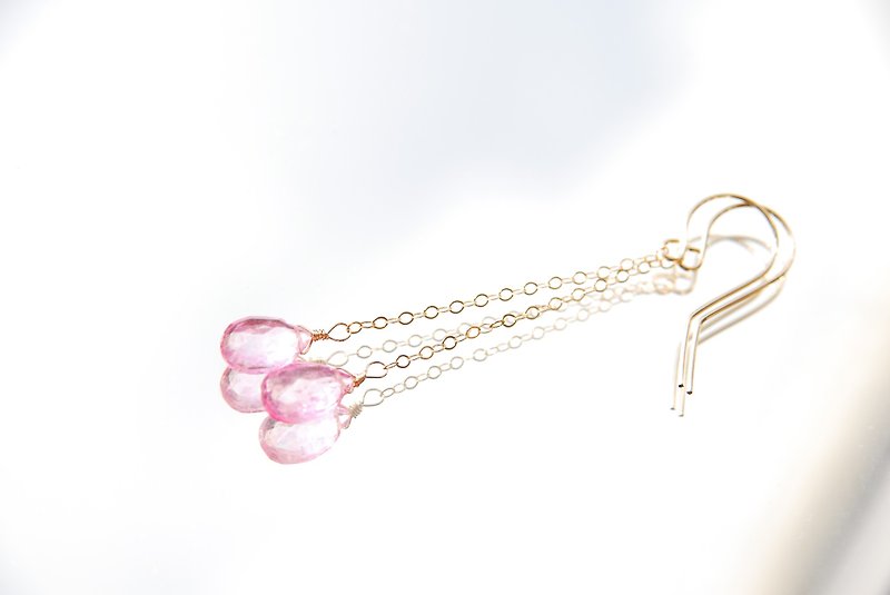 ピンクトパーズの一粒ピアス１４kgf - 耳环/耳夹 - 宝石 粉红色