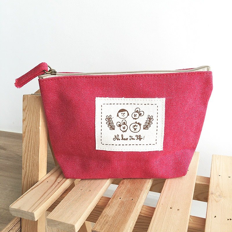 FiFi 棉帆布万用小包－水洗红 - 化妆包/杂物包 - 棉．麻 红色