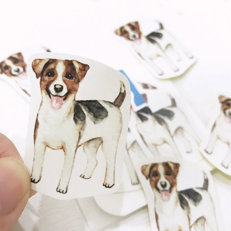宠物贴纸-杰克罗素犬 罗素㹴5入水彩小贴纸组 - 贴纸 - 纸 咖啡色