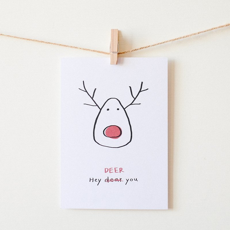 插画手写卡片 圣诞节-亲爱的鹿 - 卡片/明信片 - 纸 红色