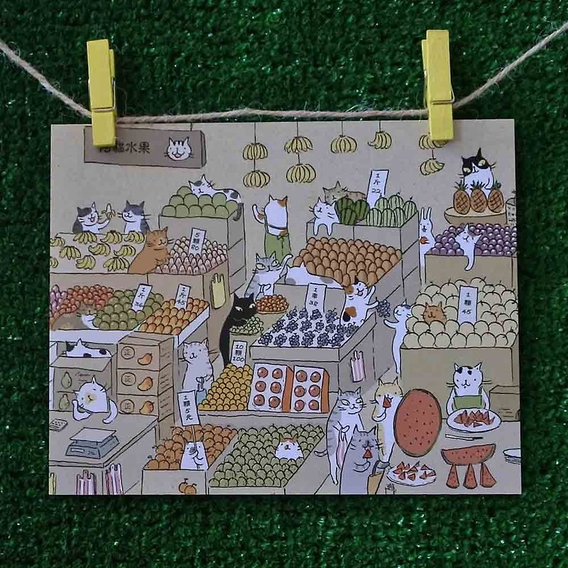3猫小铺猫咪插画明信片(画家:猫小姐) – 阿喵水果店 - 卡片/明信片 - 纸 