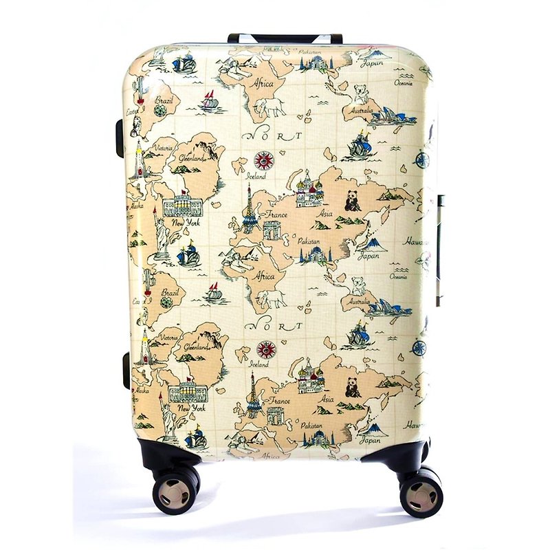 环游世界-手工印纹时尚铝框20寸行李箱/旅行箱 - 行李箱/行李箱保护套 - 铝合金 
