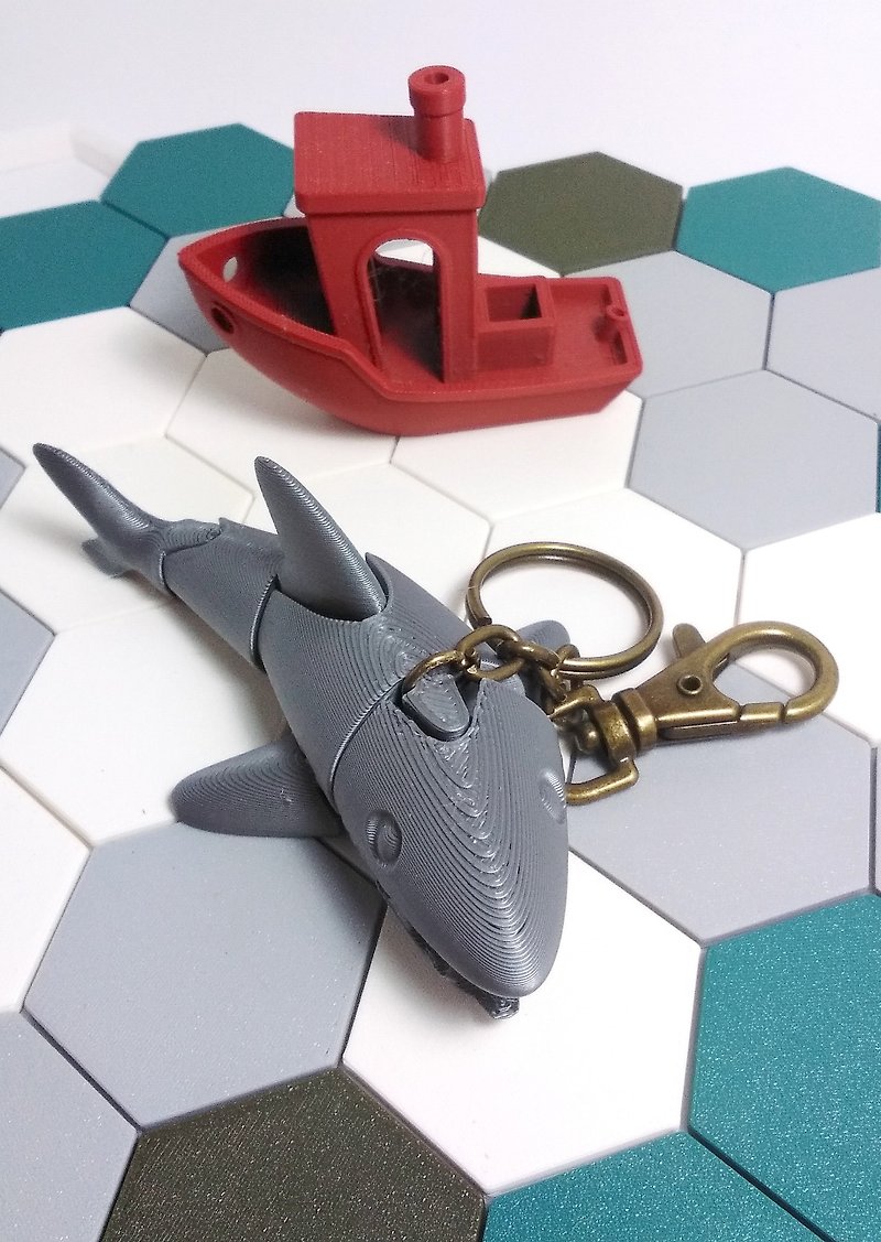 鲨鱼钥匙圈 - 钥匙链/钥匙包 - 塑料 银色