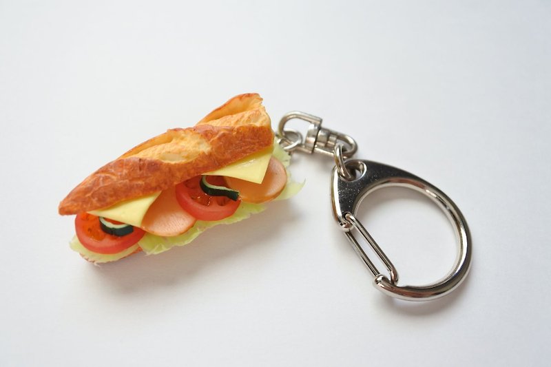 火腿和奶酪面包钥匙链 - 钥匙链/钥匙包 - 粘土 咖啡色