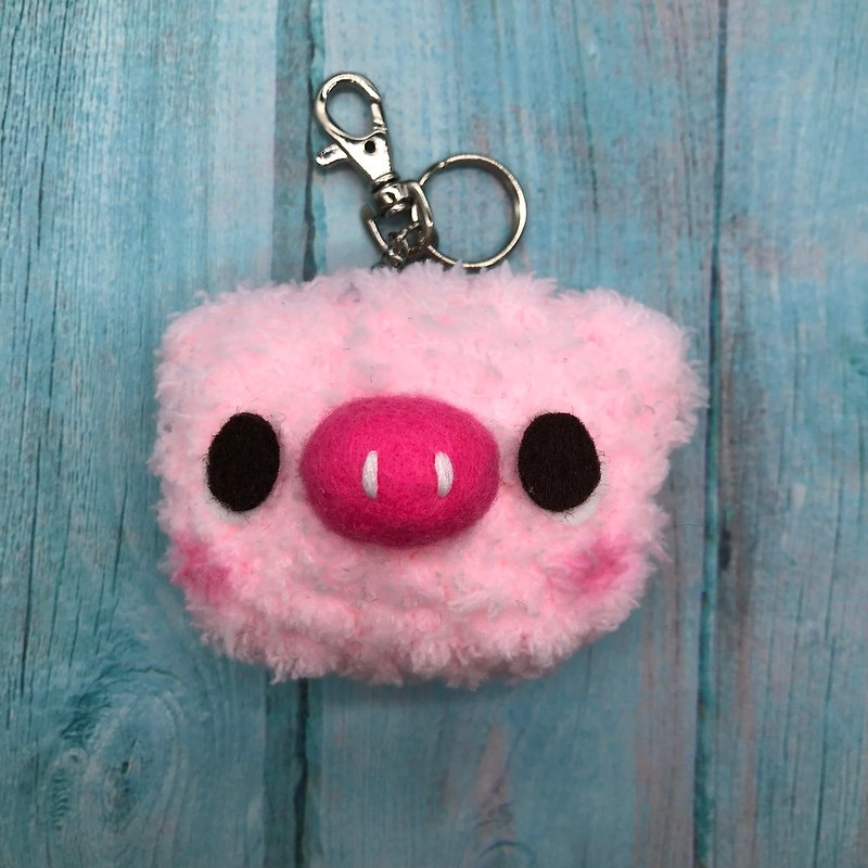 小猪-胖嘟嘟毛线动物钥匙圈吊饰 - 钥匙链/钥匙包 - 聚酯纤维 粉红色