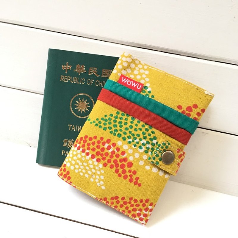 WaWu 护照套 (香料咖喱) 限量日本布 - 护照夹/护照套 - 棉．麻 黄色