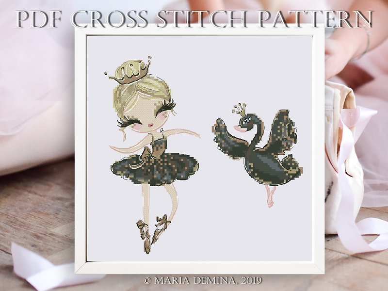 Odile (the Black Swan) Ballerina Girl PDF cross stitch pattern 芭蕾舞 女孩 十字绣 - 手工艺教程/工具书 - 其他材质 