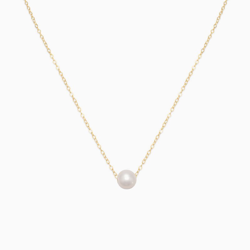 极简单颗淡水珍珠锁骨项链 - 14K注金 - 珍珠项链 - 淡水珍珠 - 项链 - 宝石 金色