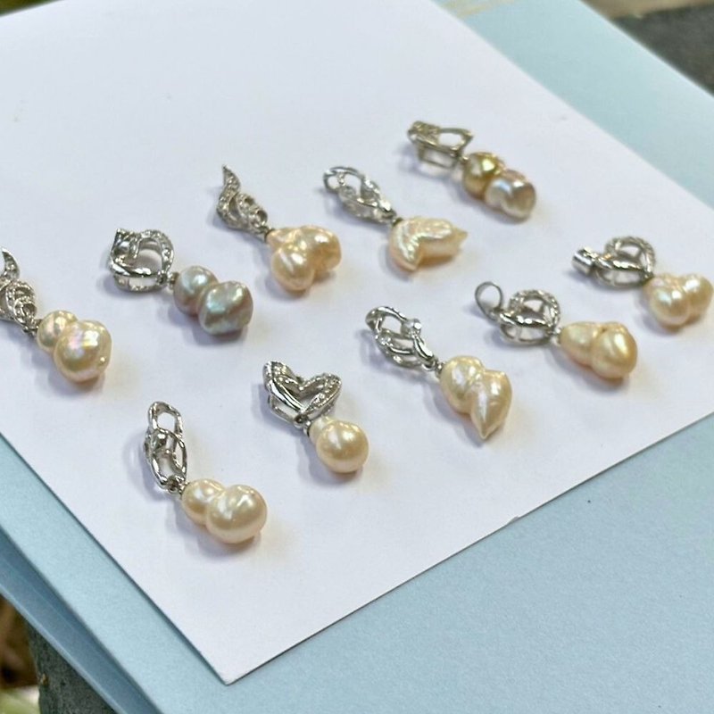 【母亲节】巴洛克不规则 珍珠 925纯银台  吊坠 - 项链 - 宝石 白色