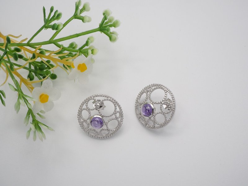 Sterling silver multi bubble earring - 耳环/耳夹 - 纯银 紫色