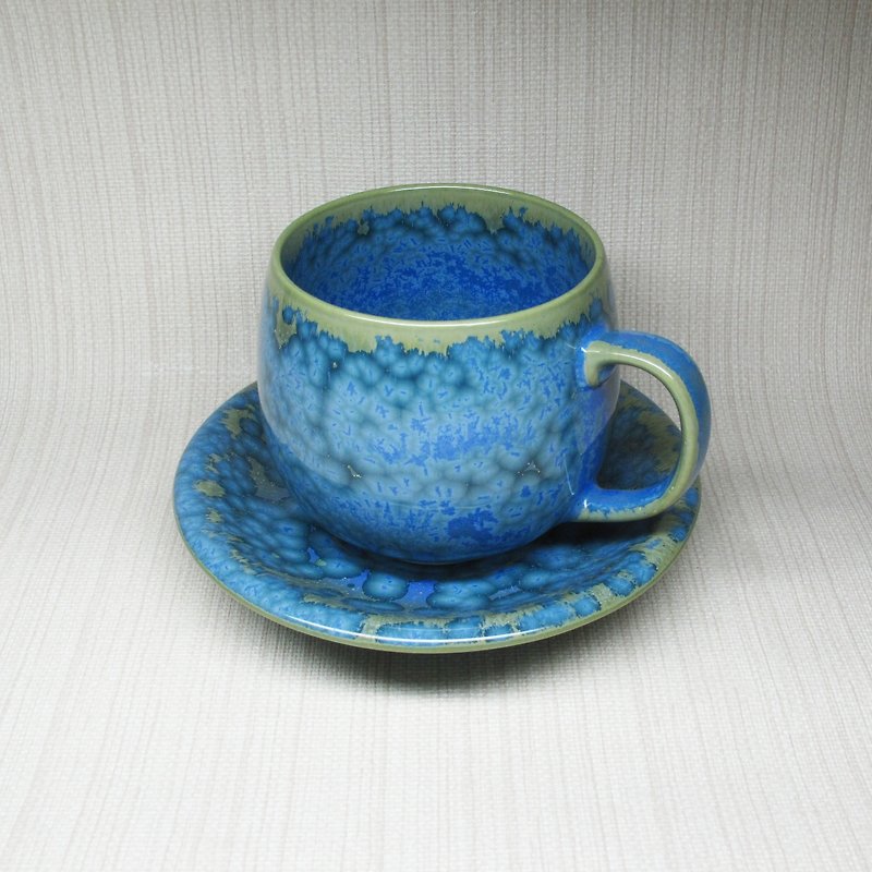 【结晶釉系列】咖啡杯组 陶杯 马克杯 (湖水蓝) - 咖啡杯/马克杯 - 瓷 蓝色