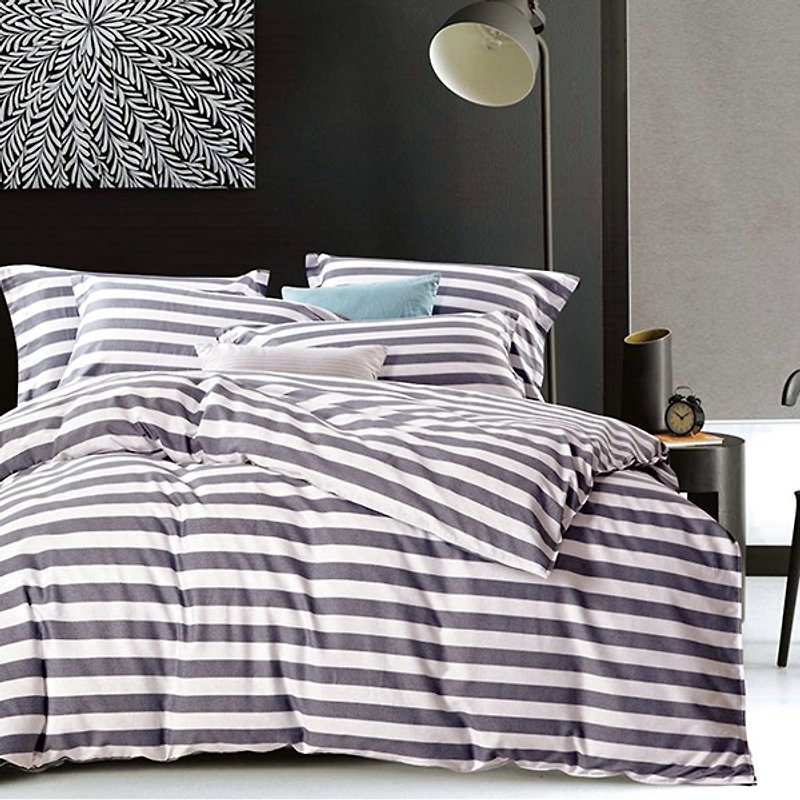 宜家风潮(灰)-双面设计100%精梳棉薄件床包四件组(双人尺寸) - 寝具 - 纸 灰色
