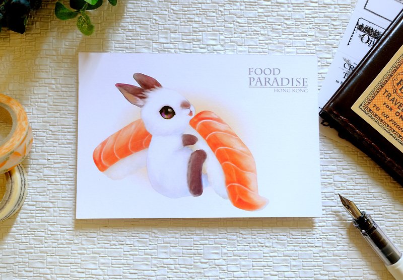 美食天堂- 日本寿司名信片 - 卡片/明信片 - 纸 白色