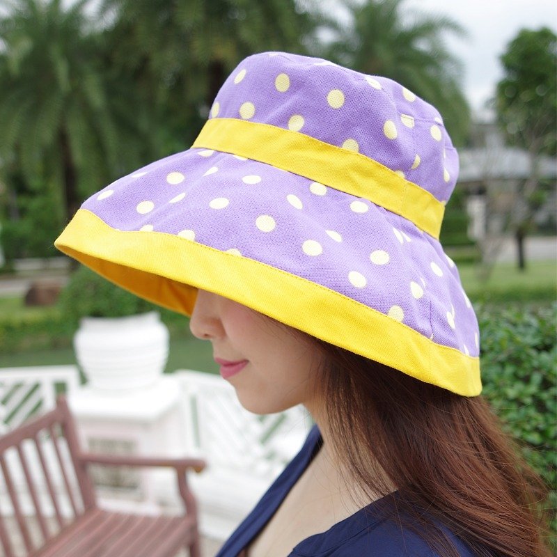 ATIPA 复古可逆宽边太阳帽（太阳紫外线防护） - 帽子 - 聚酯纤维 蓝色