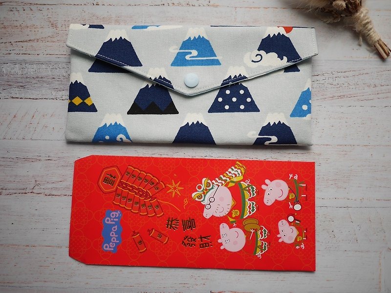 红包袋 存折 收纳袋 富士山款 - 收纳用品 - 棉．麻 蓝色