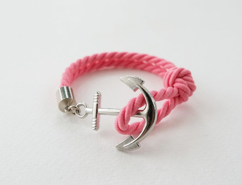 Anchor bracelet / Matte pink twisted rope - 手链/手环 - 纸 粉红色