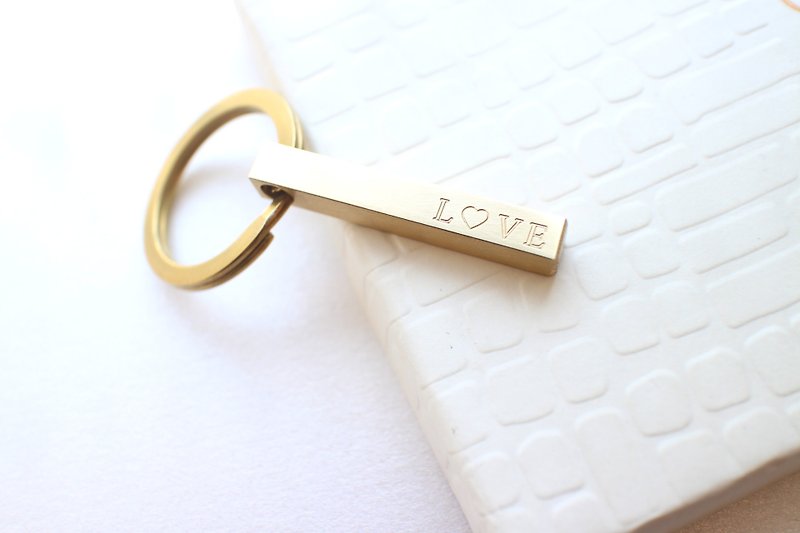 简单爱-黄铜刻字钥匙圈 - 钥匙链/钥匙包 - 铜/黄铜 金色