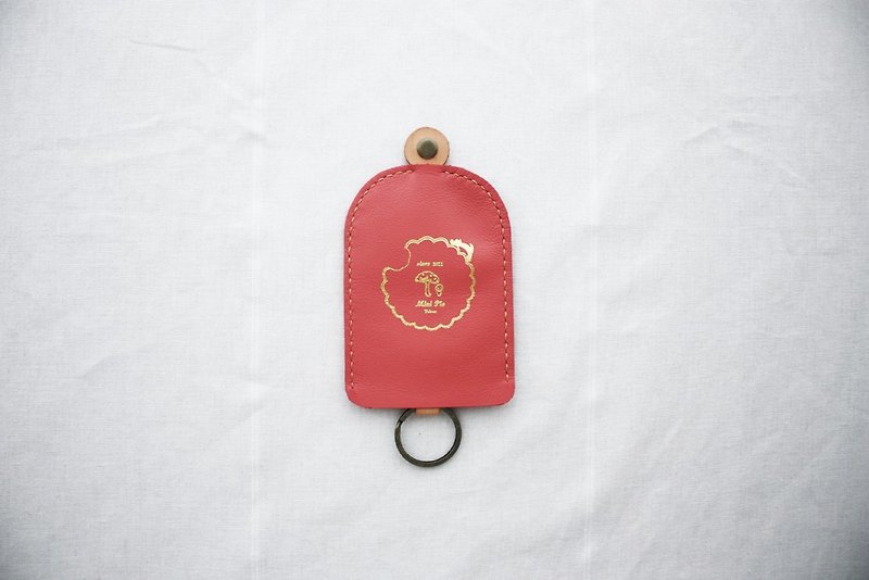 吊钟钥匙包-蜜桃红 - 钥匙链/钥匙包 - 真皮 粉红色