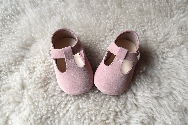 粉红色女宝宝鞋 新生儿礼物  婴儿鞋 弥月礼物 学步鞋 满月礼盒 - 婴儿鞋 - 真皮 粉红色