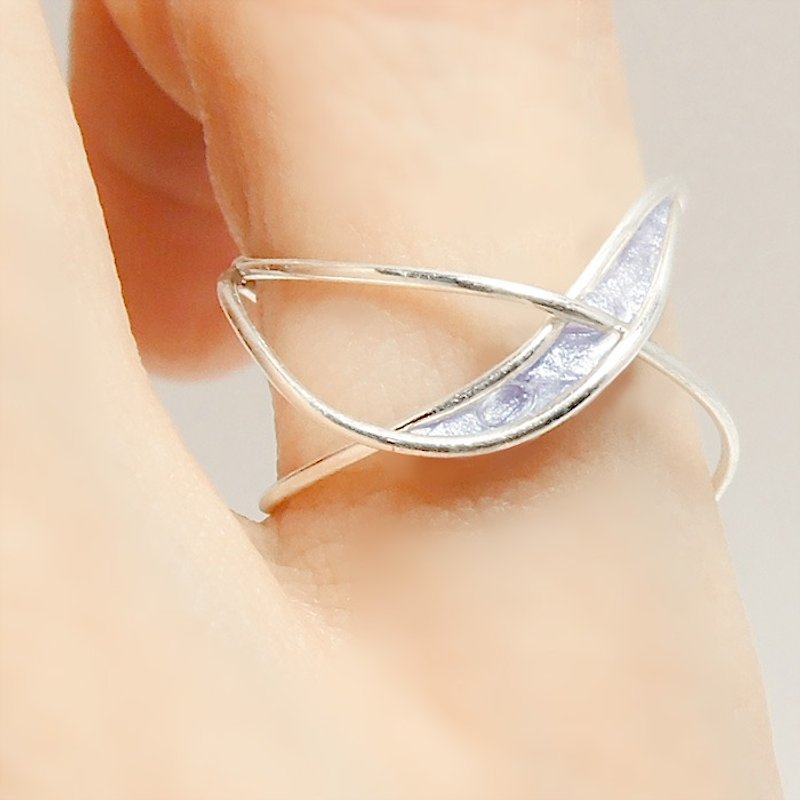 淡淡一抹紫 ─ 彩色X星环纯银戒指 (有5种颜色) - 戒指 - 纯银 紫色