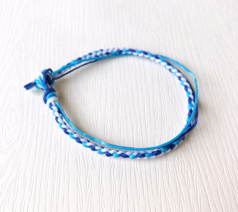 希望 - 蚕丝蜡线 / 手工编织手环 - 手链/手环 - 防水材质 蓝色
