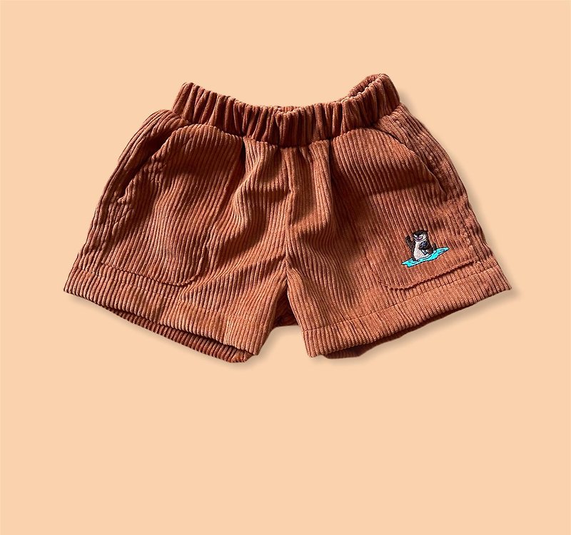 KiKi Otter Orange Corduroy shorts with two pockets