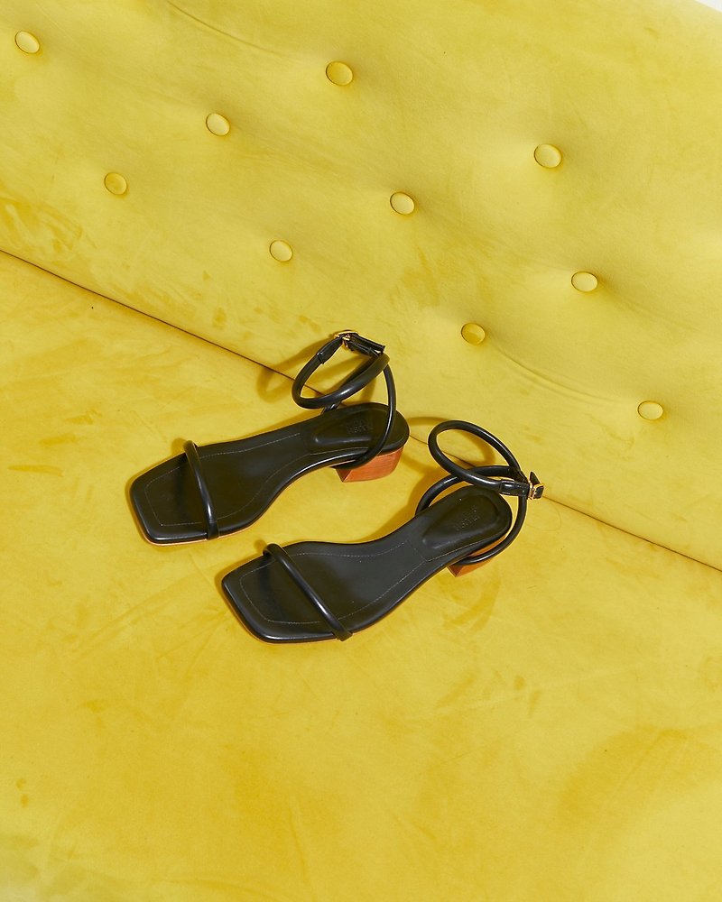 【周末出游】圆边可换带平底凉鞋套装Kara Sandals - 黑色 - 男女凉鞋 - 人造皮革 黑色