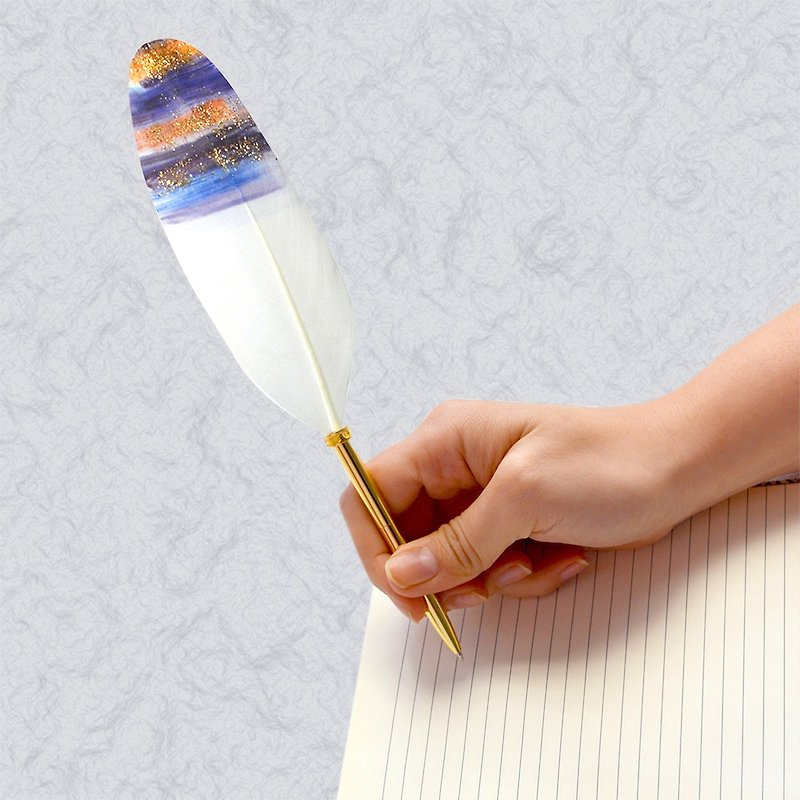 日本Quill Pen 羽毛原子笔Gold奢华系列 G09 羽毛笔 星空想望 - 圆珠笔/中性笔 - 其他材质 白色