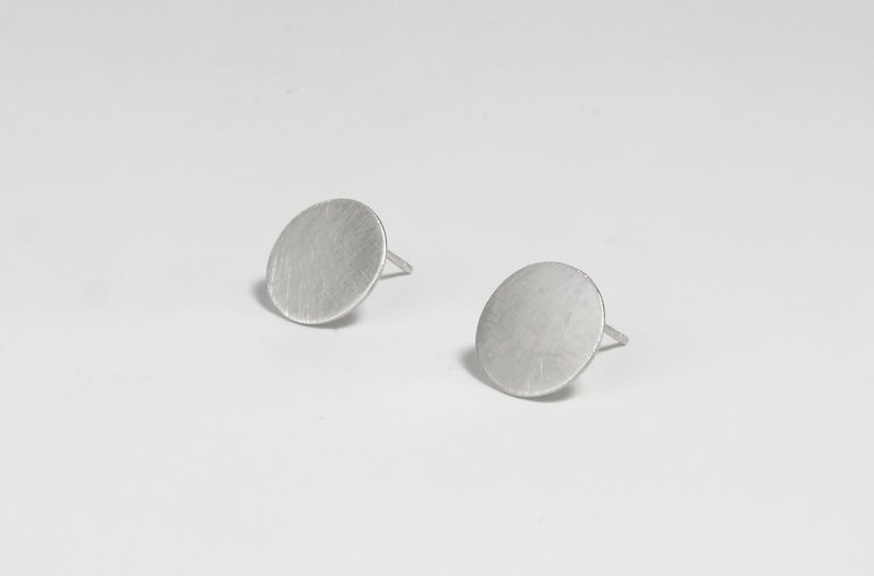 I-Shan13 圆形平面耳环(单支) - 耳环/耳夹 - 其他金属 银色
