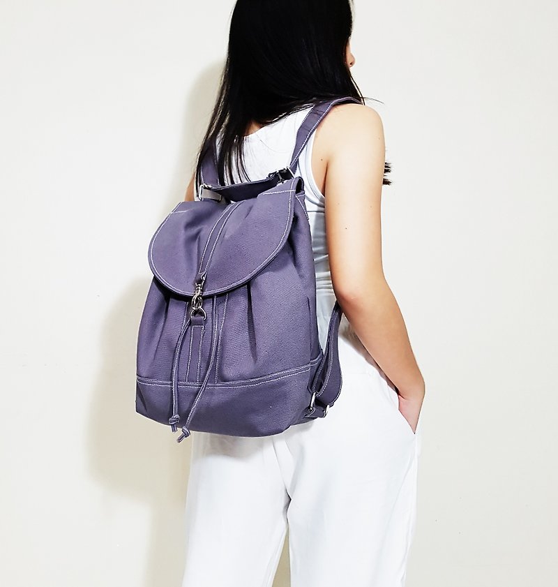 PRESSIE 2 Ways Drawstring Backpack / Canvas Shoulder Bag / Hobo Bag / Travel Bag - 后背包/双肩包 - 其他材质 灰色