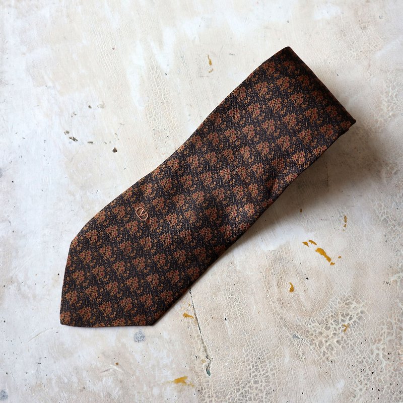 南瓜Vintage。古着 复古 意大利制 Valentino 高级 领带 - 领带/领带夹 - 丝．绢 咖啡色