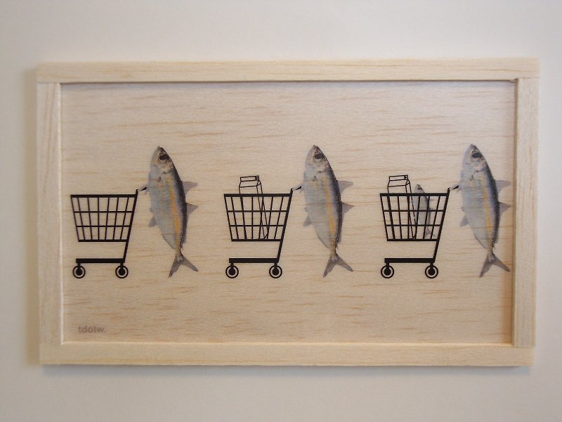 shopping fish - 墙贴/壁贴 - 木头 卡其色