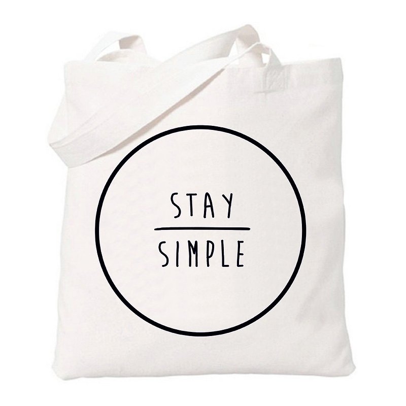 STAY SIMPLE-circle保持简单 圆形 几何 文青 简约 清新 帆布 文艺 环保 肩背 手提包 购物袋-米白色