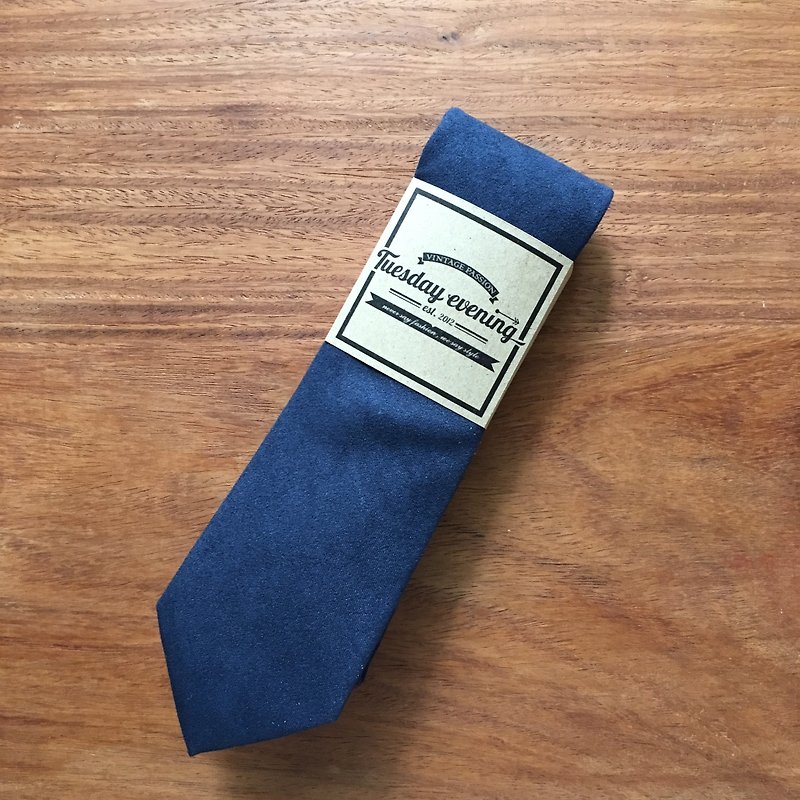 Neck Tie Blue Flannel - 领带/领带夹 - 棉．麻 蓝色