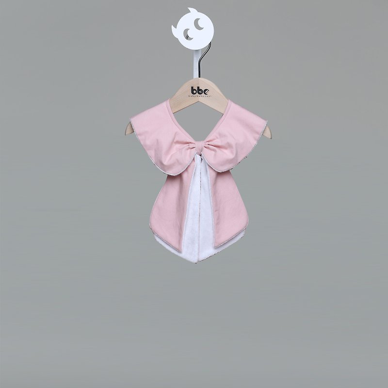 平织蝴蝶结假领口水巾(粉） - 围嘴/口水巾 - 棉．麻 粉红色