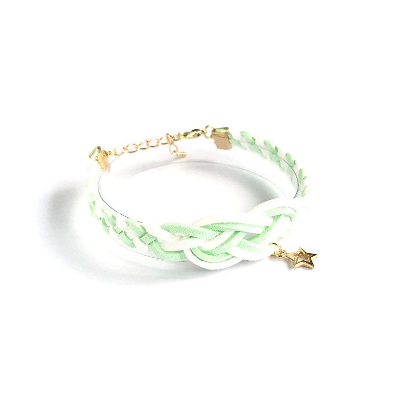 水手结 手工编织 手环 淡金色系列-清沁绿 限量 - 手链/手环 - 其他材质 绿色