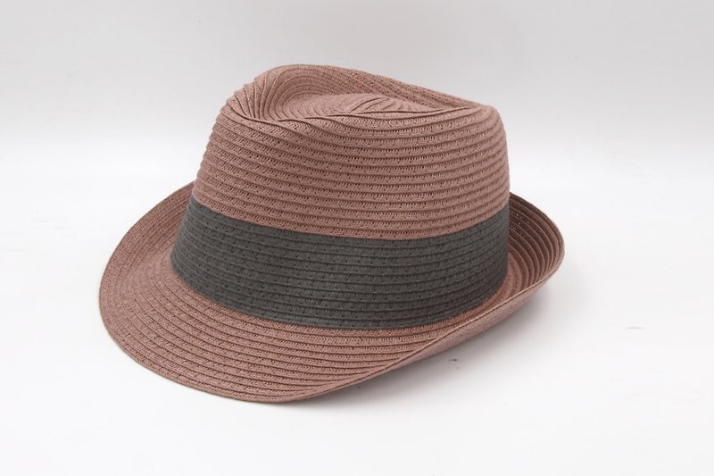 【纸布家】双色绅士帽(葡萄紫)纸线编织 - 帽子 - 纸 粉红色
